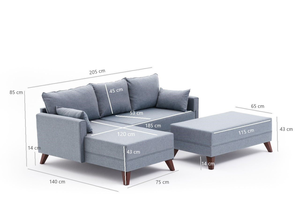 Bella Soft Mini Köşe Mavi Sol
