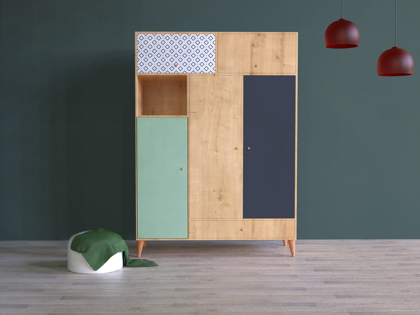 Colores 5 Kapılı Tek Çekmeceli Gardirop