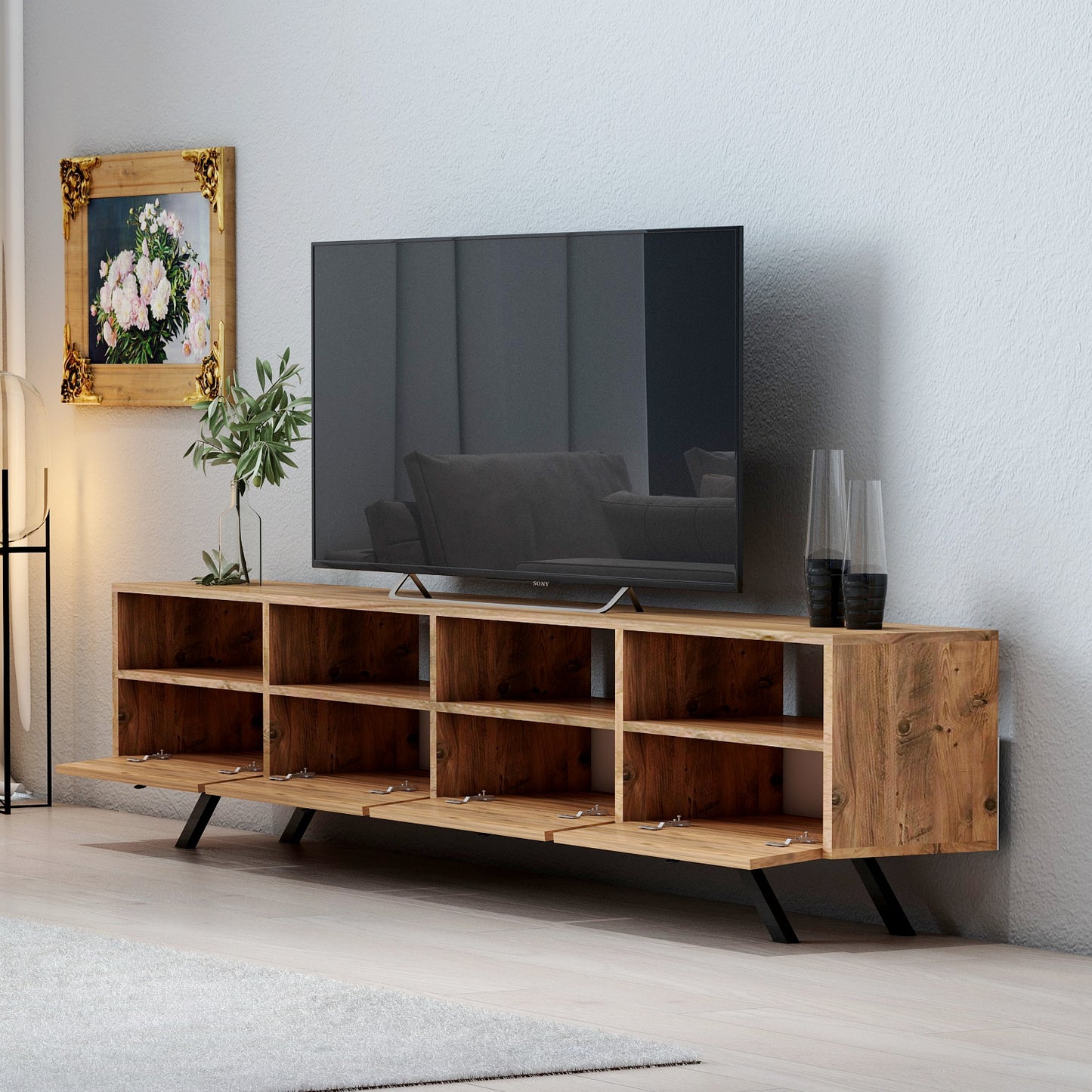 Herus 4 Kapak 4 Bölme 180 Cm Tv Sehpası