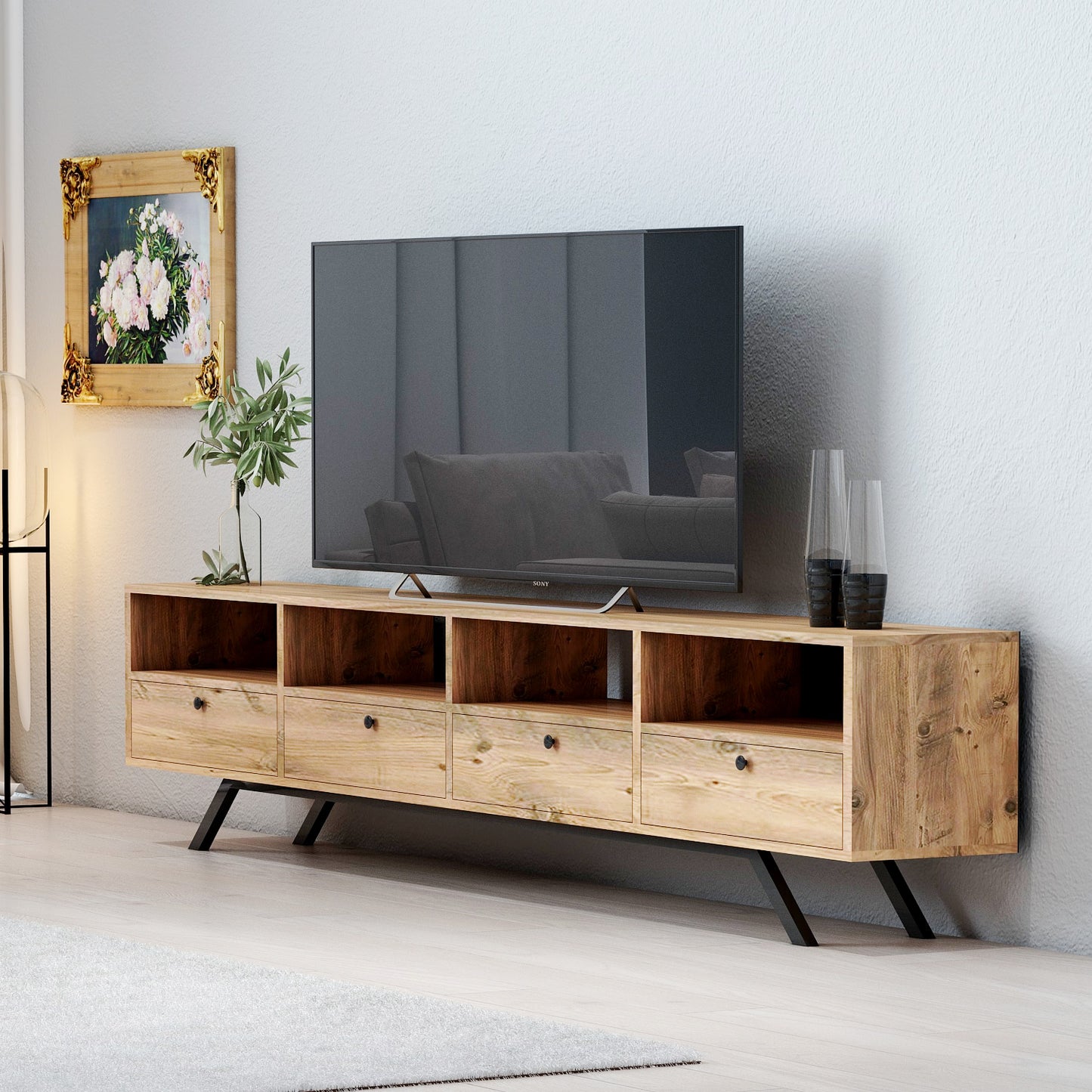 Herus 4 Kapak 4 Bölme 180 Cm Tv Sehpası