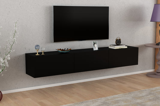 Andey 3 Kapaklı Duvara Monte Tv Ünitesi - Siyah