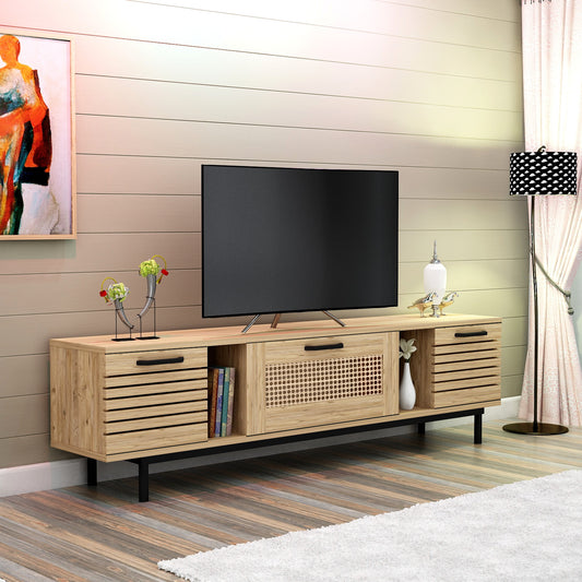 Likya 3 Kapaklı Metal Ayaklı TV Ünitesi - 180 cm - Atlantik Çam