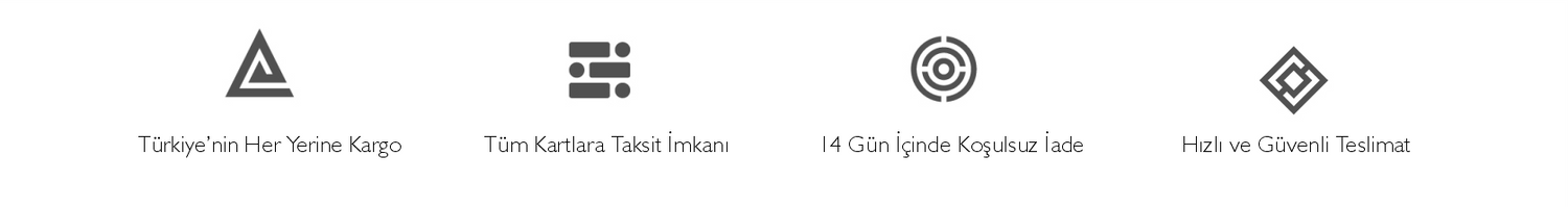 Türkiye'nin Her Yerine Kargo Hizmeti-Hızlı ve Güvenli Teslimat-Tüm Kartlara Taksit İmkanı-14 Gün İçinde Koşulsuz İade
