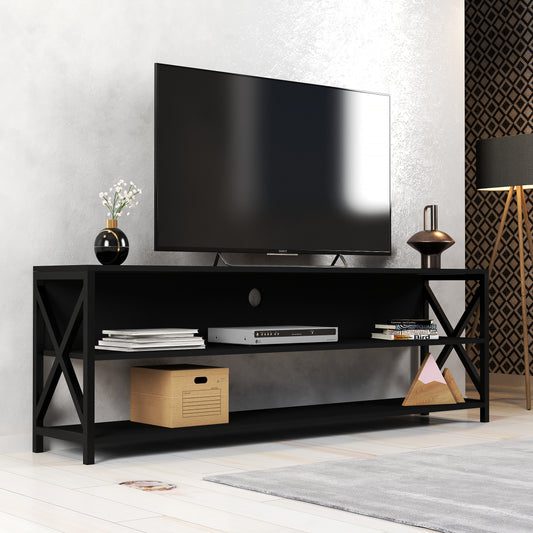Victor Metal Ayaklı 180 cm Tv Sehpası - Siyah