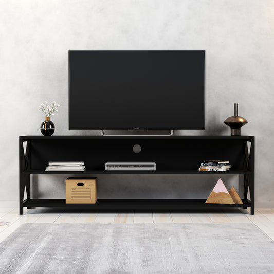 Victor Metal Ayaklı 180 cm Tv Sehpası - Siyah