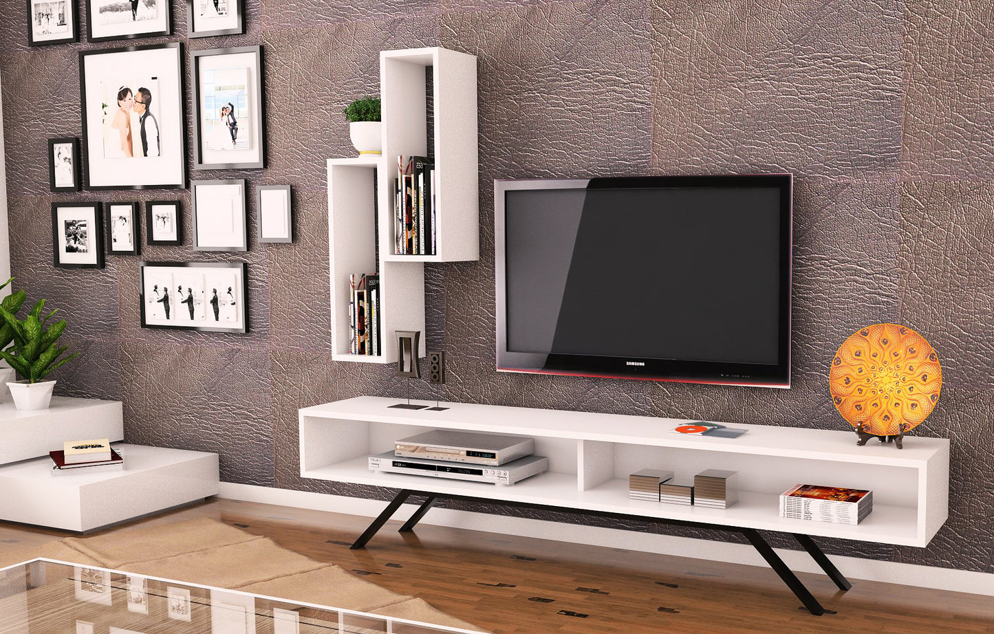 Ece Iron Footed Tv Unit - White